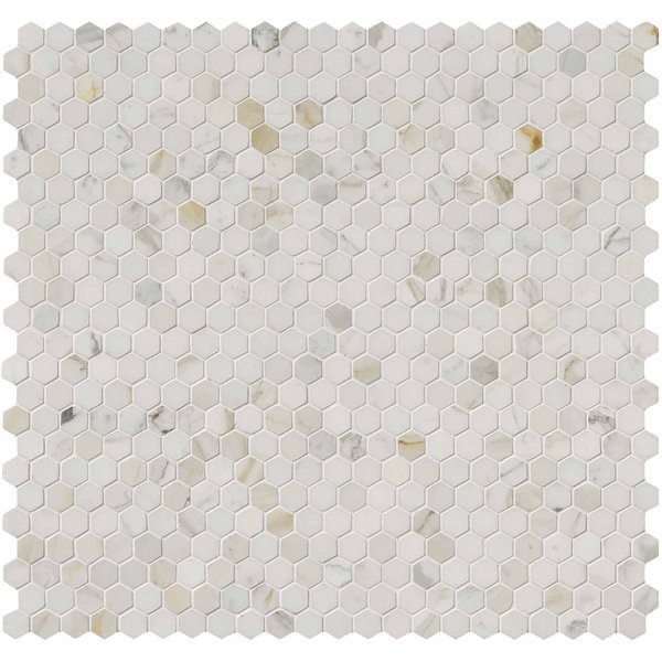 Msi Calacatta Gold Hexagon 12 In. X 12 In. Polished Marble Mesh-Mounted Mosaic Tile, 10PK ZOR-MD-0171